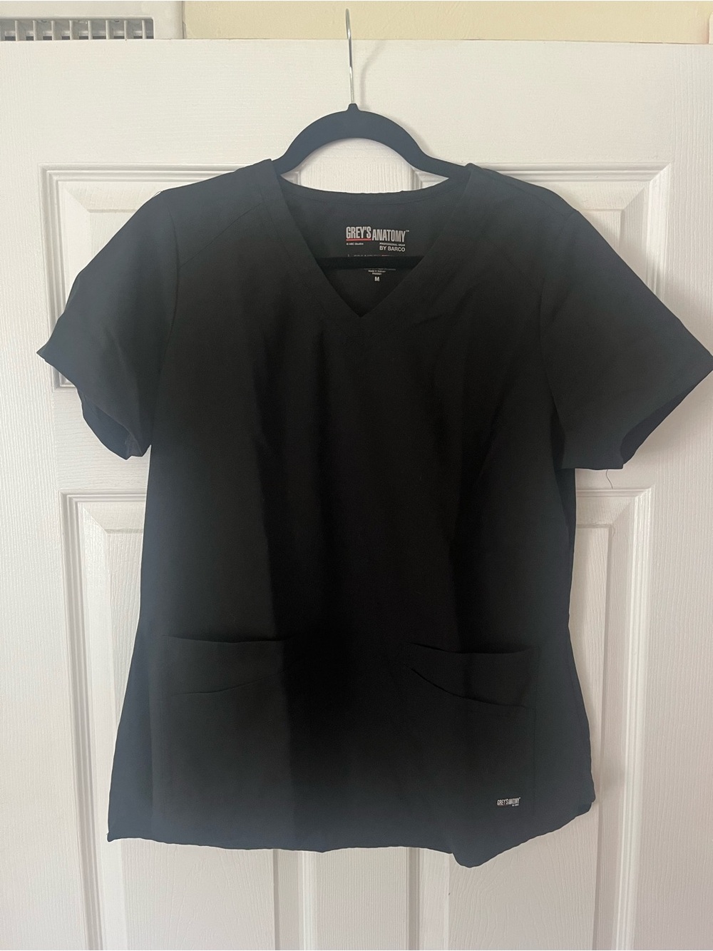 Grey's Anatomy Black V-Neck Scrub Top with Front Pockets